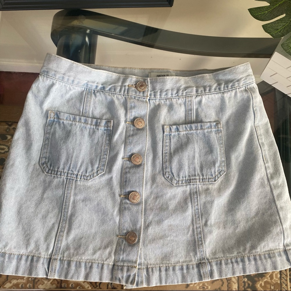 Forever 21 Button Down Light Wash Skirt